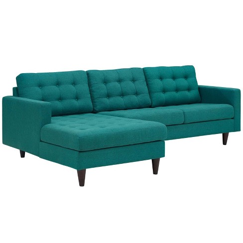 Empress LeftFacing Upholstered Sectional Sofa Teal - Modway : Targ