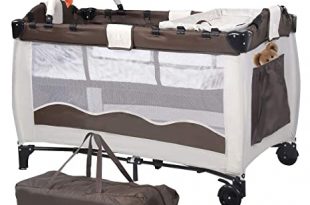 COSTWAY Portable Infant Baby Travel Cot, Bed Play Pen, Child .