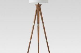 Oak Wood Tripod Floor Lamp Brass - Threshold™ : Targ