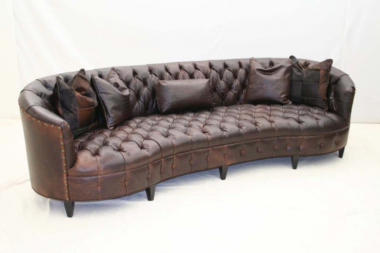 Curved Tufted Leather Sofa: Western Passi