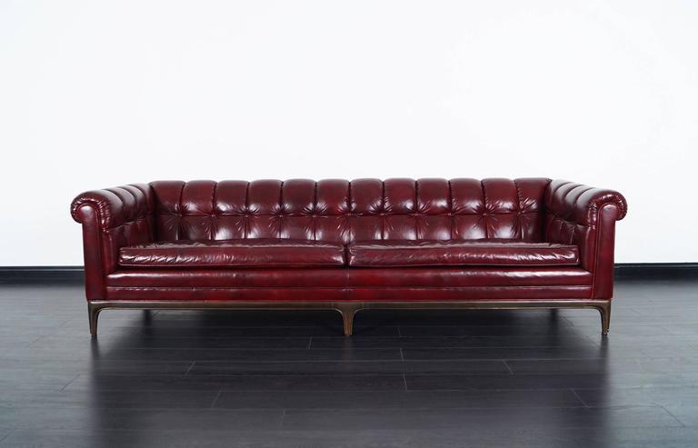 Vintage Biscuit Tufted Leather Sofa by Monteverdi Young For Sale .