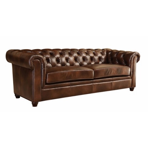 Keswick Tufted Leather Sofa Brown - Abbyson Living : Targ