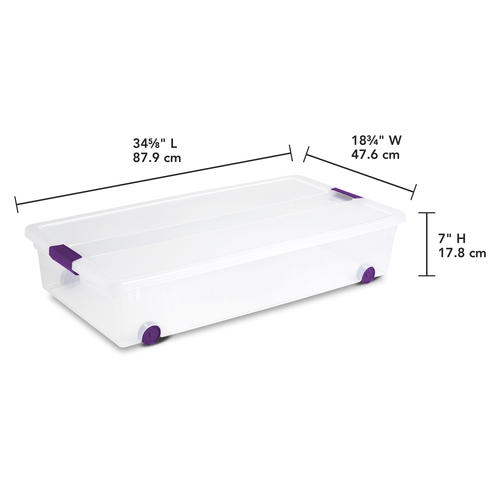 Sterilite® ClearView Latch™ 60 Quart Wheeled Underbed Tote with .