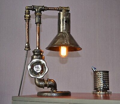 Steampunk pipe lamp Metal lamps Machine age lamp Edison bulb .