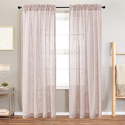 Amazon.com: Sheer Curtains Linen Look Voile Curtains for Living .