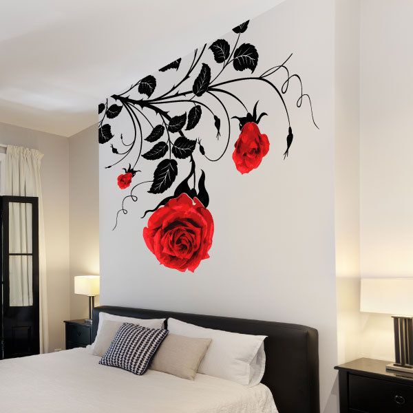 Large Flower Roses Wall Stickers Wall Decals Wall Graphics Vines .