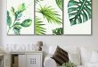 Style Green Tropical Leaves Wall Decor x3 Panels - Canvas Art | Wall