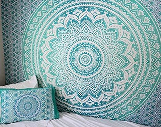 Amazon.com: Large Turquoise Green Ombre Tapestry Queen Teal Aqua .