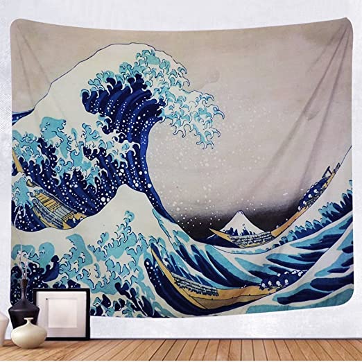 Amazon.com: TENALY Tapestry Wall Hanging, Great Wave Kanagawa Wall .