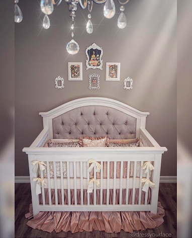 Gorgeous one of a kind custom tufted convertible crib with .