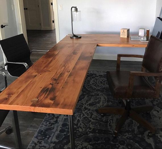 Free shipping L-shaped Desk. Reclaimed wood desk. Wood and | Et