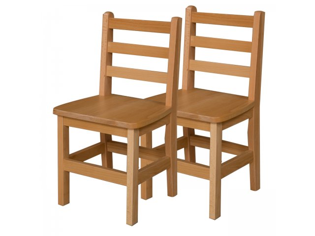 Ladder Back Wooden School Chair - Set of 2 14"H Seat, Preschool Chai